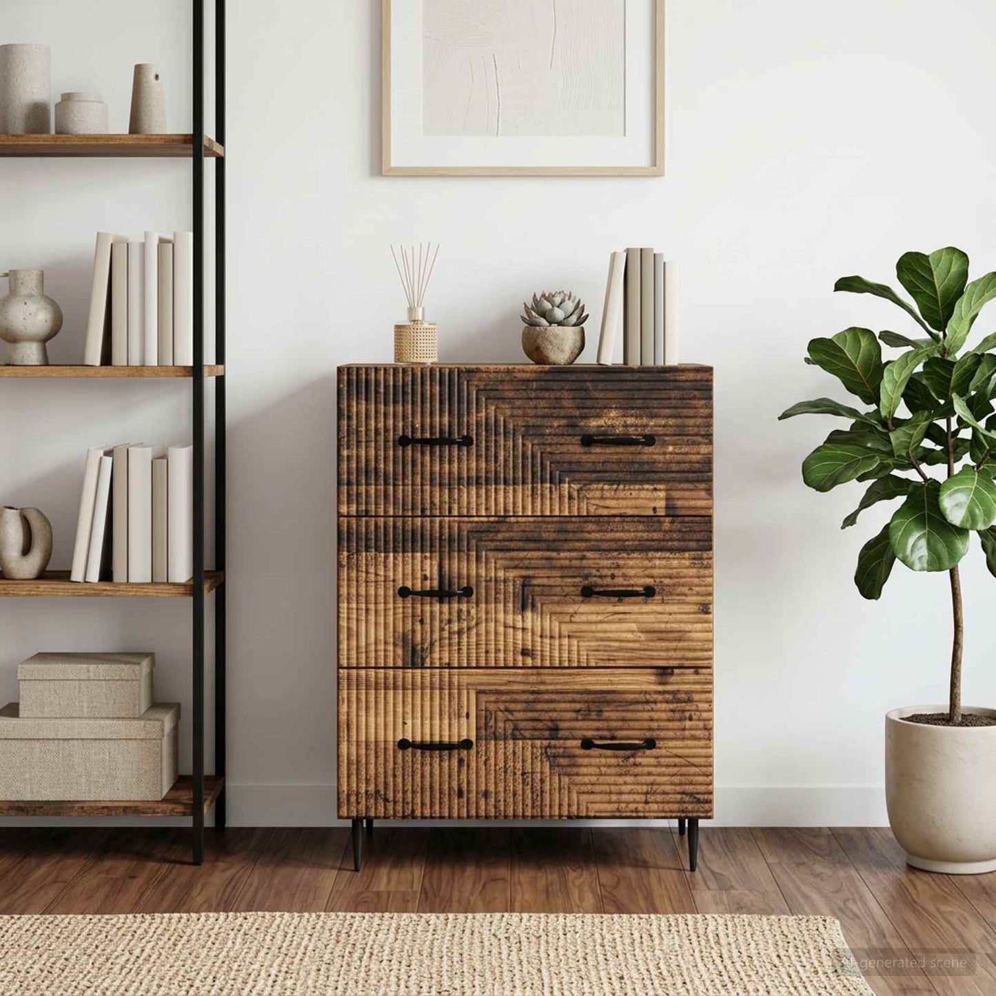 vidaXL Drawer Cabinet Old Wood 66 x 34.5 x 89.5 cm Engineered Wood