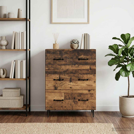 vidaXL Drawer Cabinet Old Wood 66 x 34.5 x 89.5 cm Engineered Wood