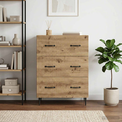 vidaXL Drawer Cabinet 66 x 34.5 x 89.5 cm Engineered Wood Artisan Oak