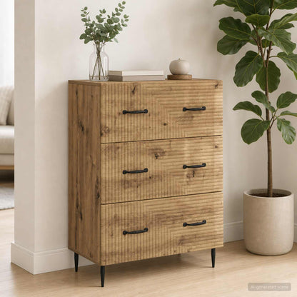 vidaXL Drawer Cabinet 66 x 34.5 x 89.5 cm Engineered Wood Artisan Oak