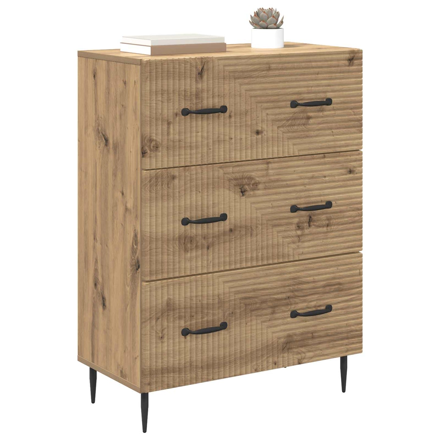 vidaXL Drawer Cabinet 66 x 34.5 x 89.5 cm Engineered Wood Artisan Oak