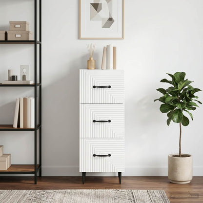 vidaXL Drawer Cabinet White 33 x 34.5 x 89.5 cm Engineered Wood