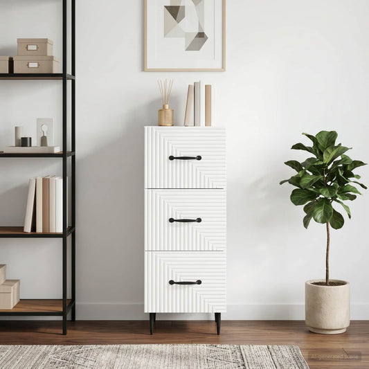 vidaXL Drawer Cabinet White 33 x 34.5 x 89.5 cm Engineered Wood