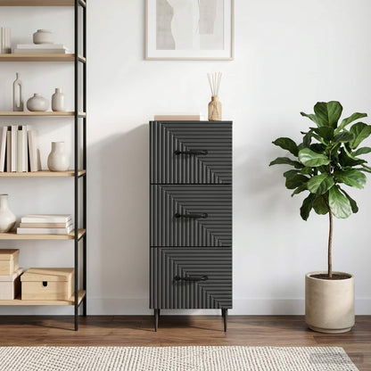 vidaXL Drawer Cabinet Black 33 x 34.5 x 89.5 cm Engineered Wood