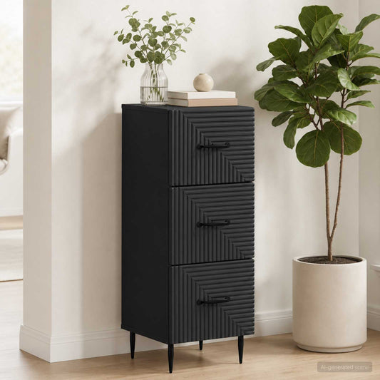 vidaXL Drawer Cabinet Black 33 x 34.5 x 89.5 cm Engineered Wood