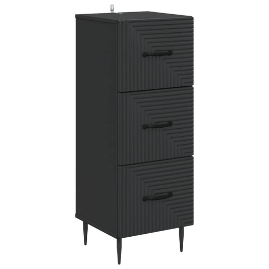 vidaXL Drawer Cabinet Black 33 x 34.5 x 89.5 cm Engineered Wood