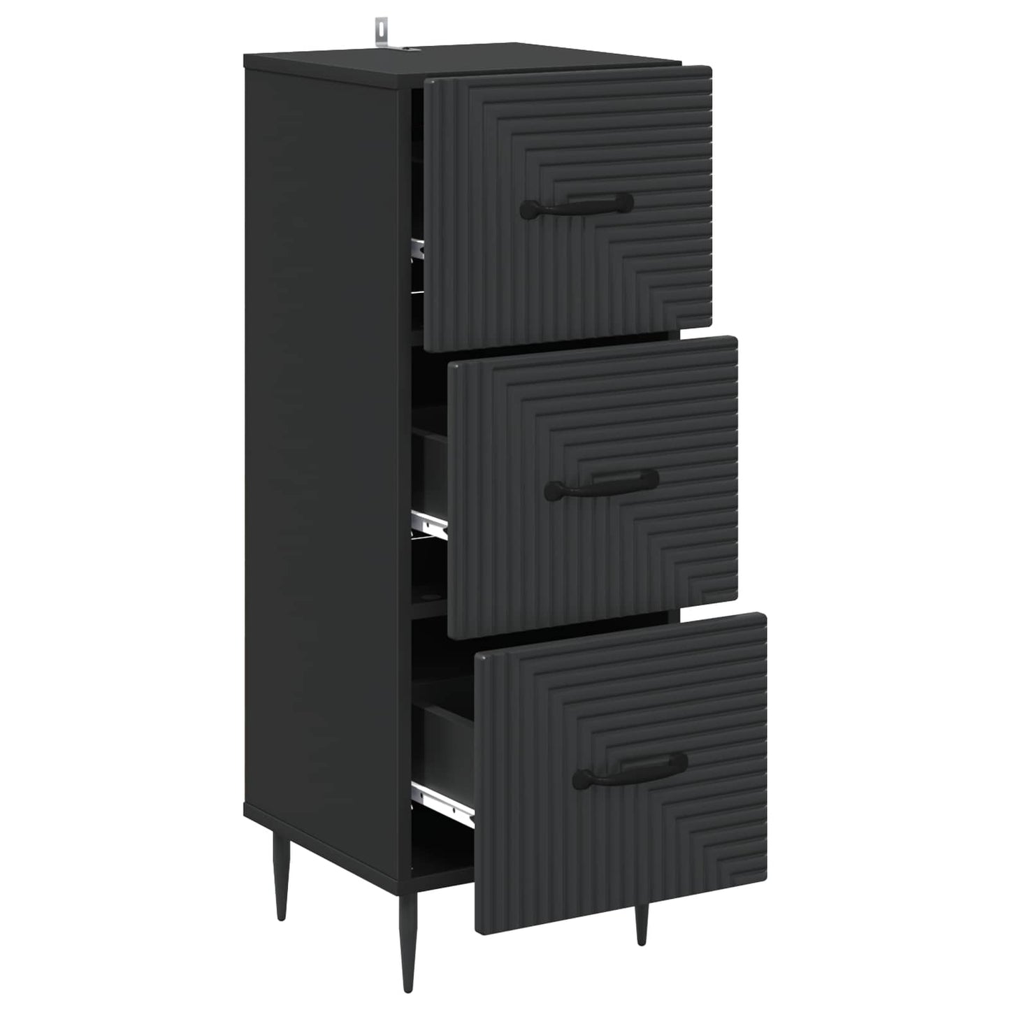 vidaXL Drawer Cabinet Black 33 x 34.5 x 89.5 cm Engineered Wood
