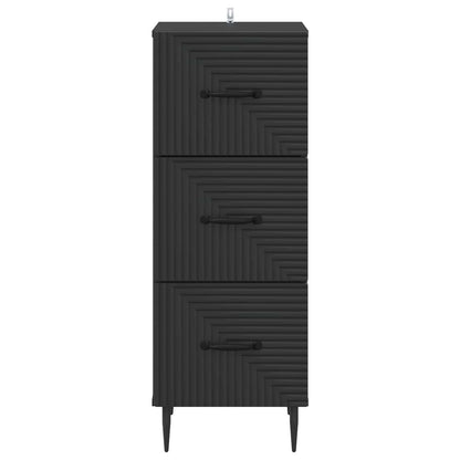 vidaXL Drawer Cabinet Black 33 x 34.5 x 89.5 cm Engineered Wood