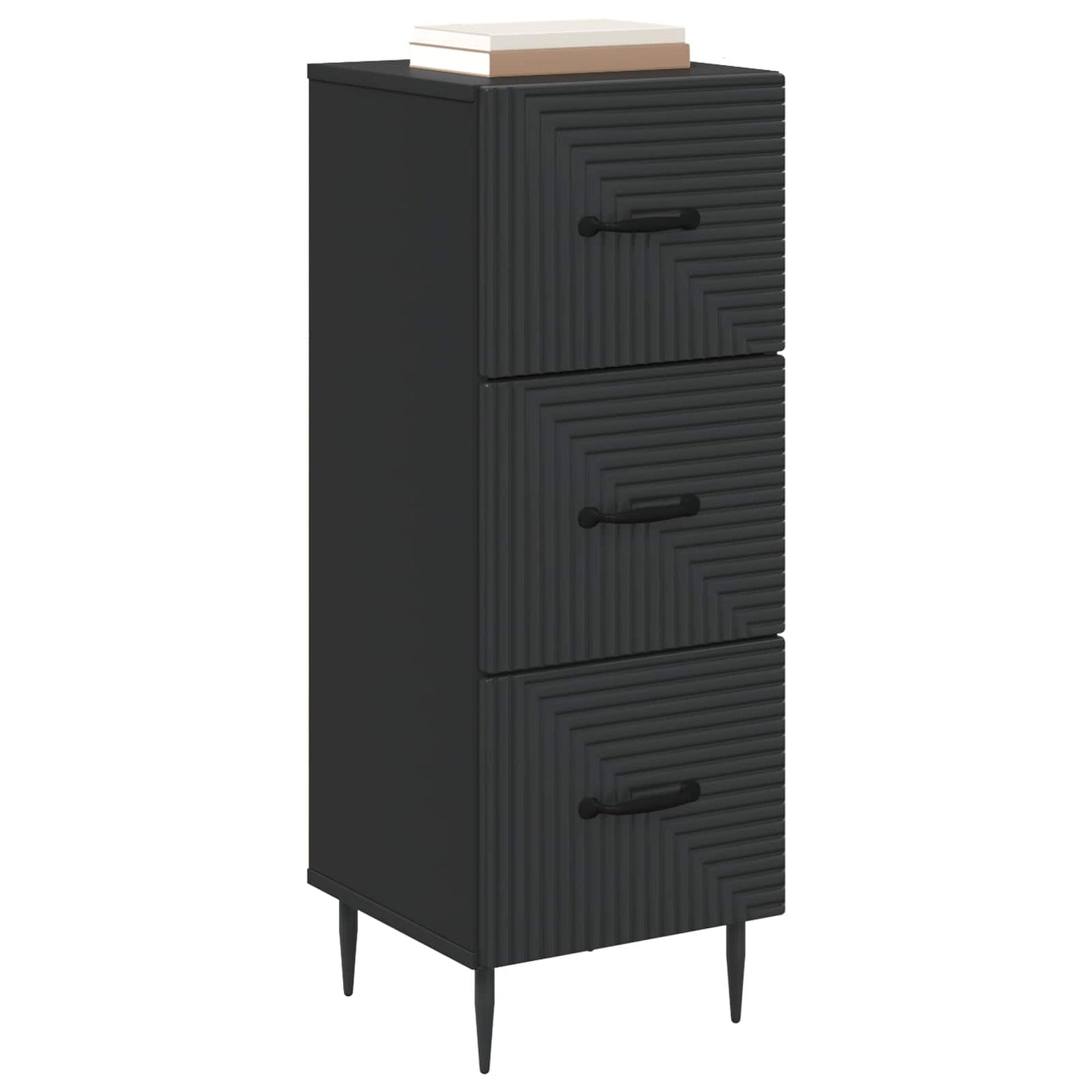 vidaXL Drawer Cabinet Black 33 x 34.5 x 89.5 cm Engineered Wood