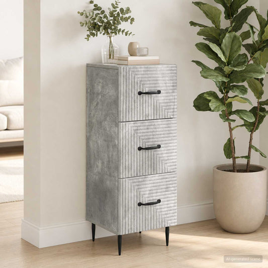 vidaXL Drawer Cabinet Concrete Grey 33 x 34.5 x 89.5 cm
