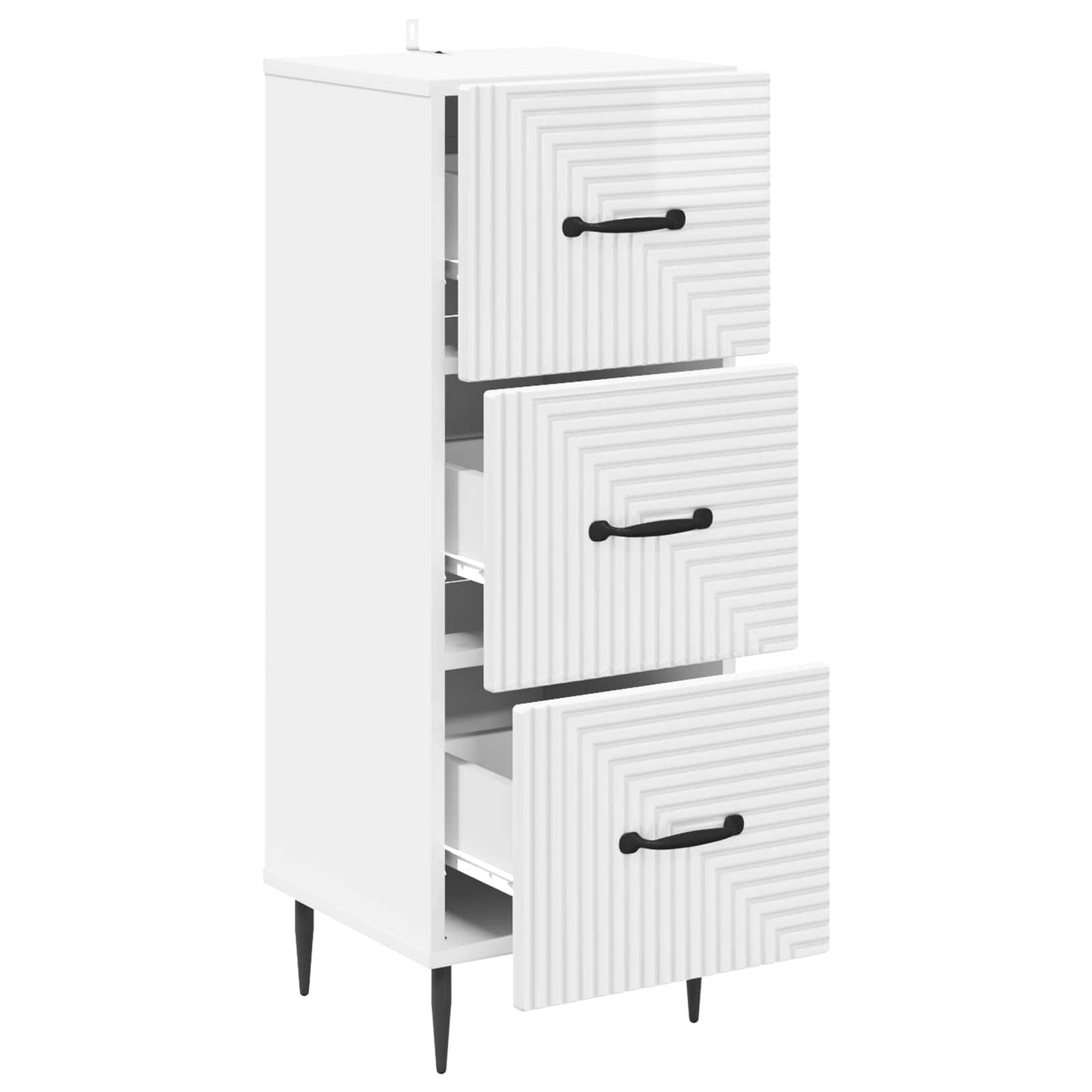 vidaXL Drawer Cabinet High Gloss White 33 x 34.5 x 89.5 cm