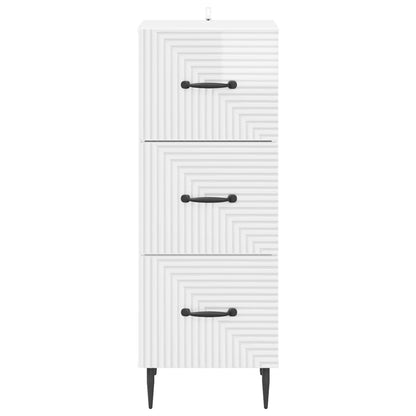 vidaXL Drawer Cabinet High Gloss White 33 x 34.5 x 89.5 cm