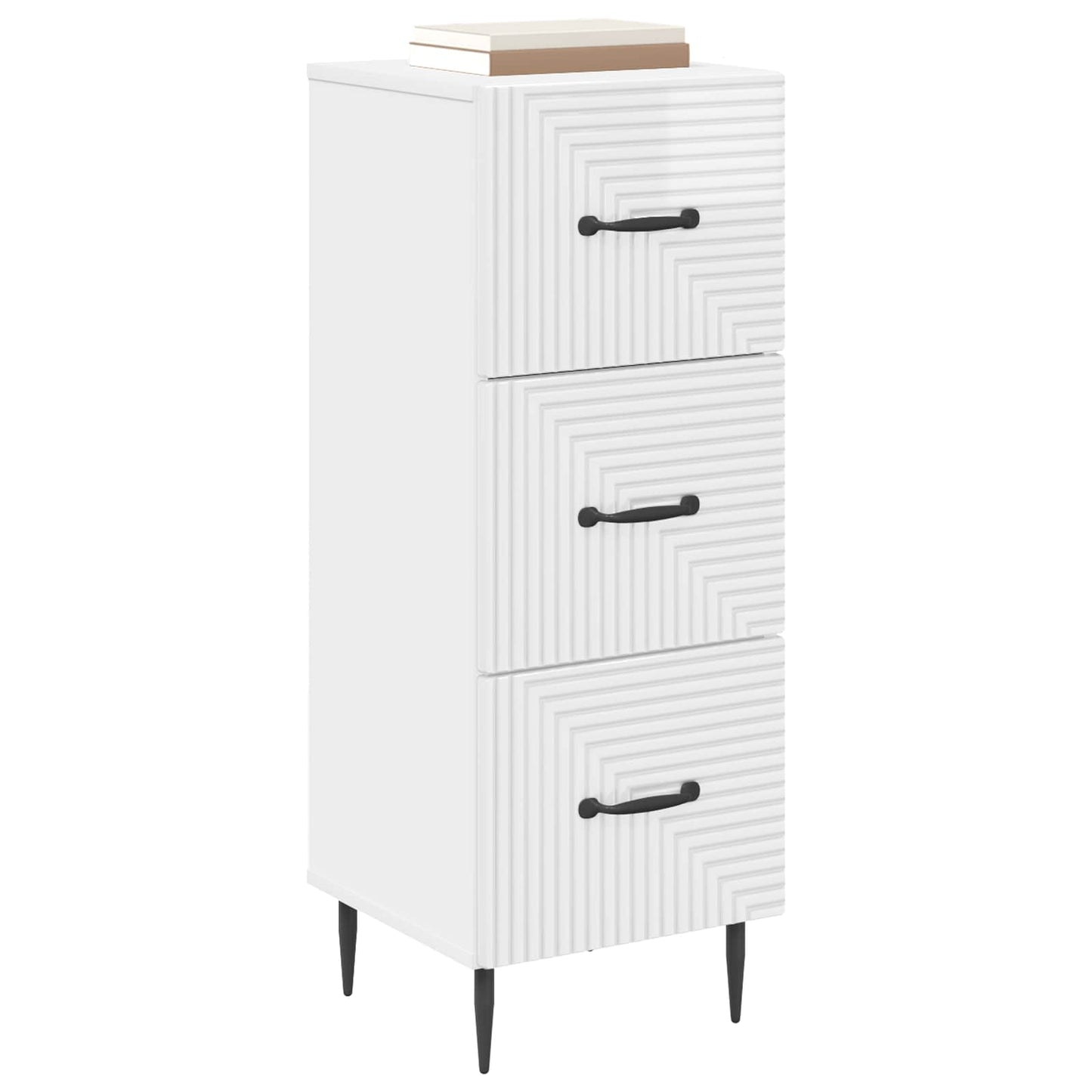 vidaXL Drawer Cabinet High Gloss White 33 x 34.5 x 89.5 cm