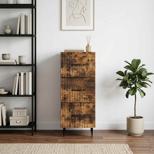 vidaXL Drawer Cabinet Smoked Oak 33 x 34.5 x 89.5 cm Engineered Wood