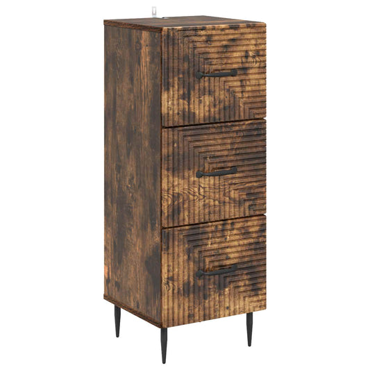 vidaXL Drawer Cabinet Smoked Oak 33 x 34.5 x 89.5 cm Engineered Wood