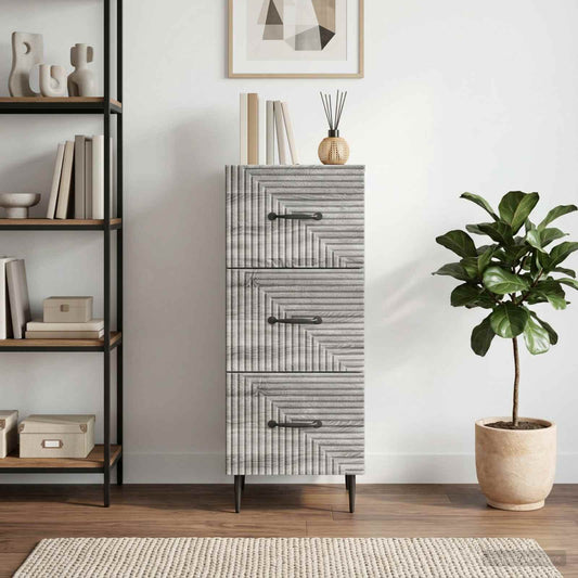 vidaXL Drawer Cabinet Grey Sonoma 33 x 34.5 x 89.5 cm Engineered Wood