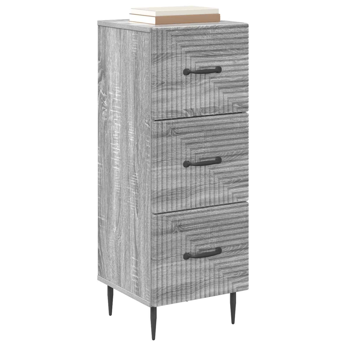 vidaXL Drawer Cabinet Grey Sonoma 33 x 34.5 x 89.5 cm Engineered Wood