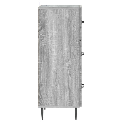 vidaXL Drawer Cabinet Grey Sonoma 33 x 34.5 x 89.5 cm Engineered Wood