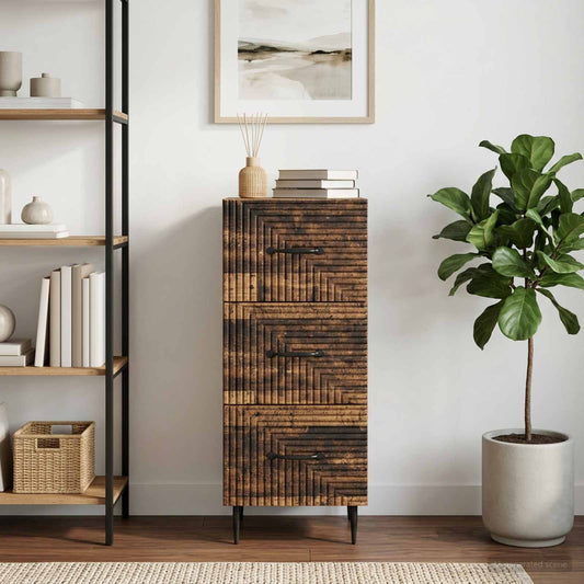 vidaXL Drawer Cabinet Old Wood 33 x 34.5 x 89.5 cm Engineered Wood