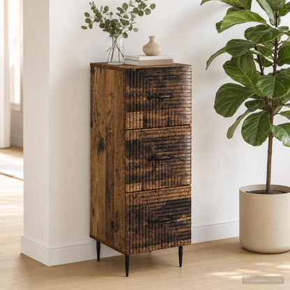 vidaXL Drawer Cabinet Old Wood 33 x 34.5 x 89.5 cm Engineered Wood