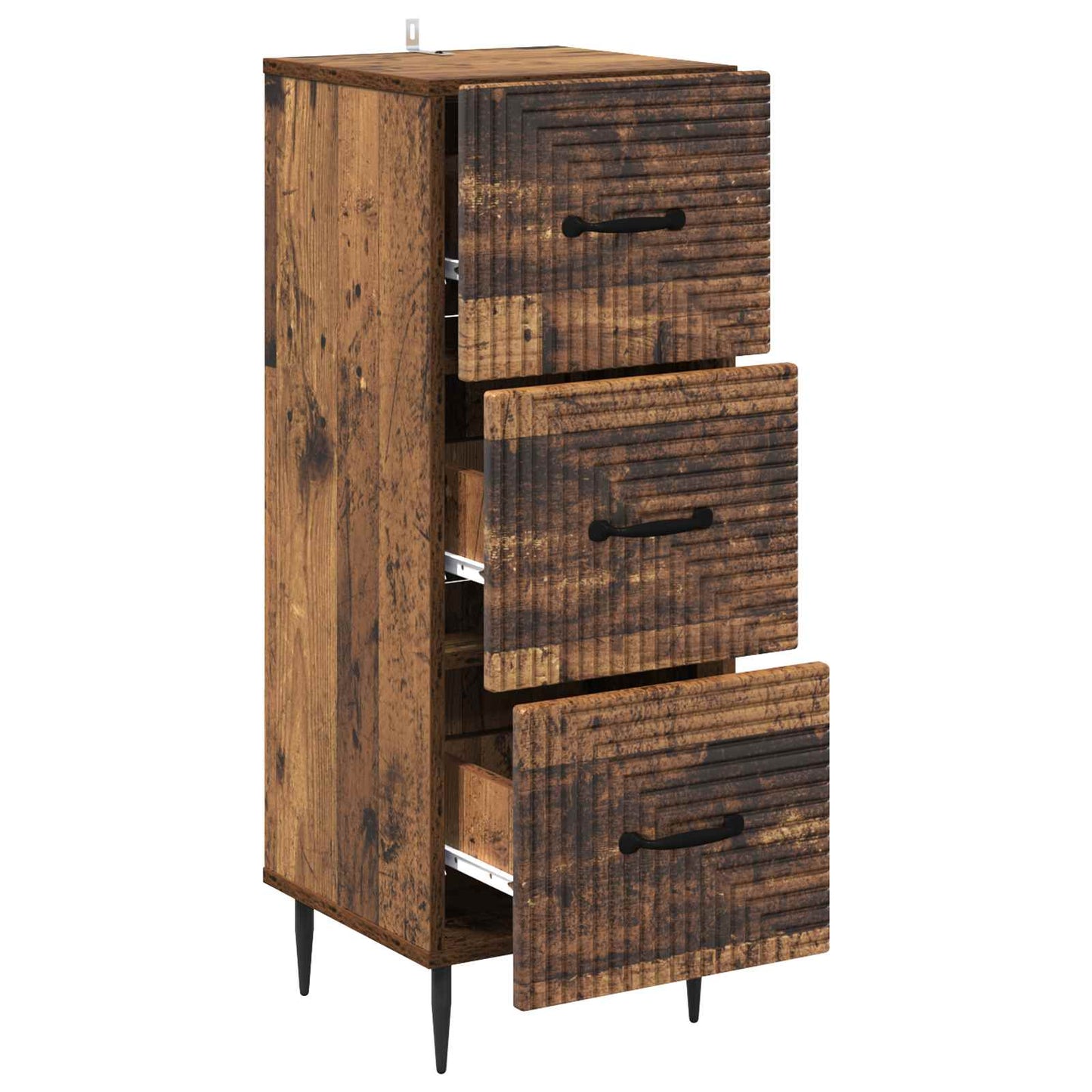 vidaXL Drawer Cabinet Old Wood 33 x 34.5 x 89.5 cm Engineered Wood