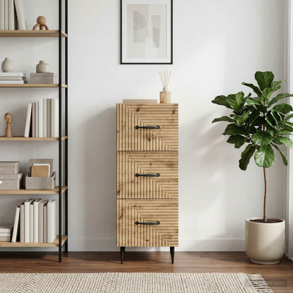 vidaXL Drawer Cabinet 33 x 34.5 x 89.5 cm Engineered Wood Artisan Oak