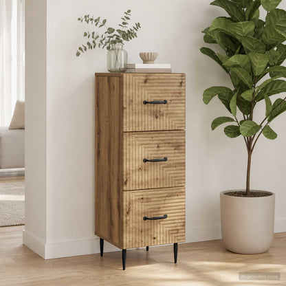 vidaXL Drawer Cabinet 33 x 34.5 x 89.5 cm Engineered Wood Artisan Oak