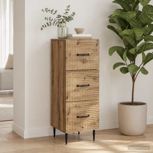 vidaXL Drawer Cabinet 33 x 34.5 x 89.5 cm Engineered Wood Artisan Oak