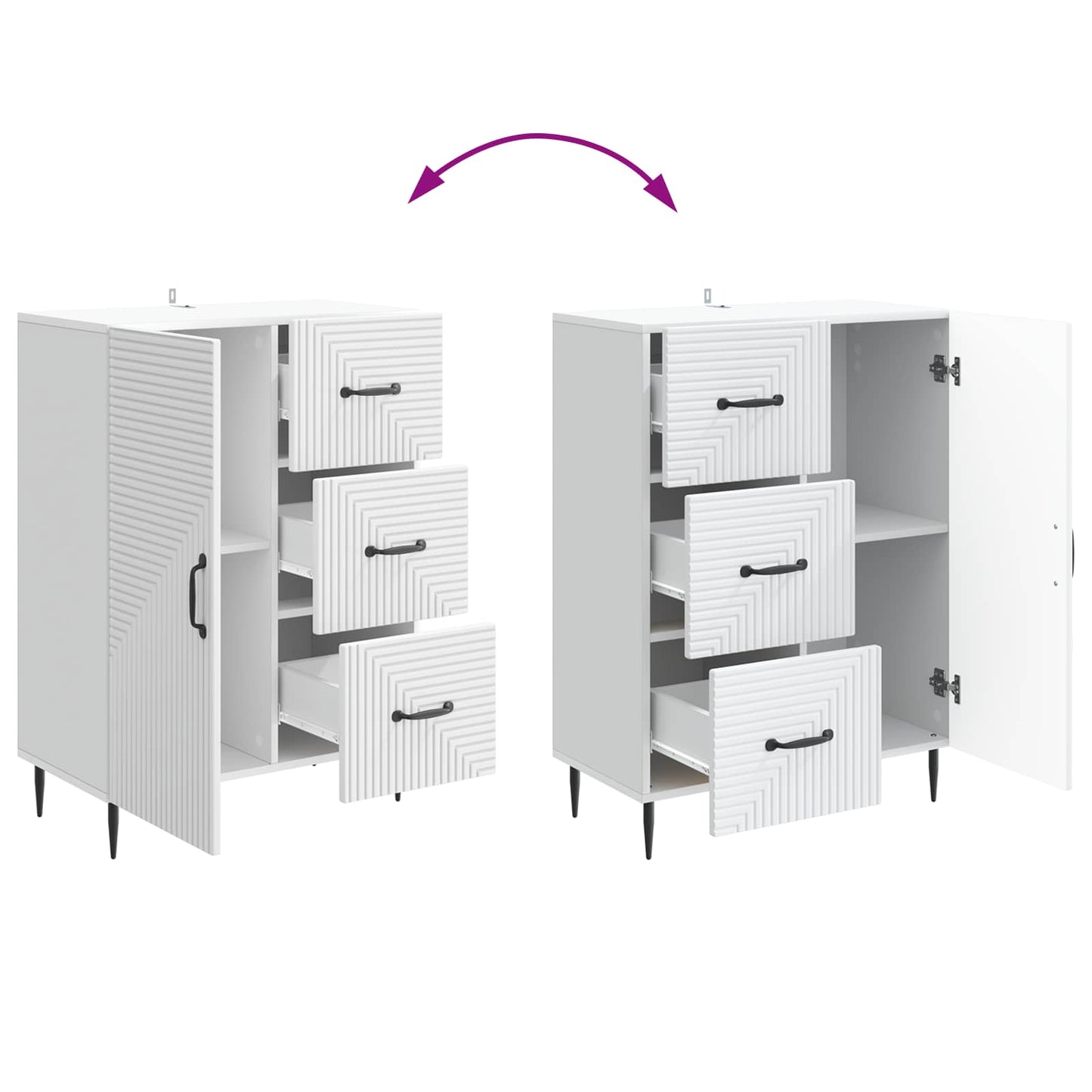 vidaXL Sideboard White 66 x 34.5 x 89.5 cm Engineered Wood