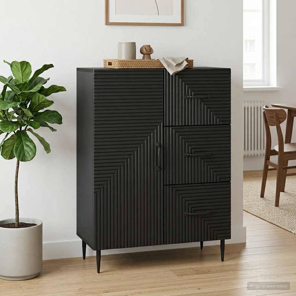 vidaXL Sideboard with Drawer Black 66 x 34.5 x 89.5 cm Engineered Wood