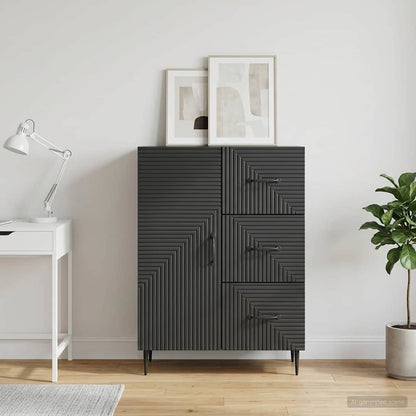 vidaXL Sideboard with Drawer Black 66 x 34.5 x 89.5 cm Engineered Wood