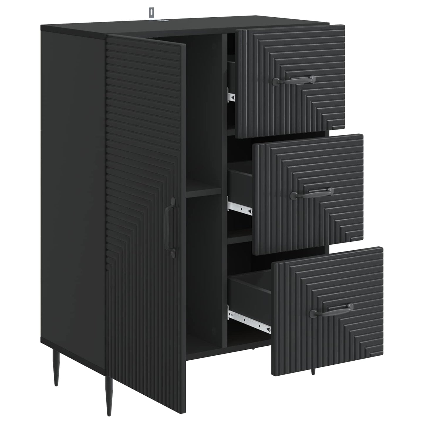 vidaXL Sideboard with Drawer Black 66 x 34.5 x 89.5 cm Engineered Wood