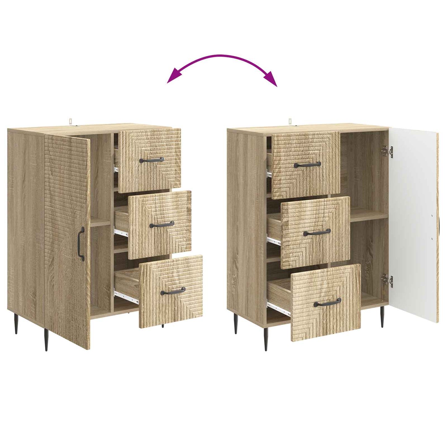 vidaXL Sideboard Sonoma Oak 66 x 34.5 x 89.5 cm Engineered Wood