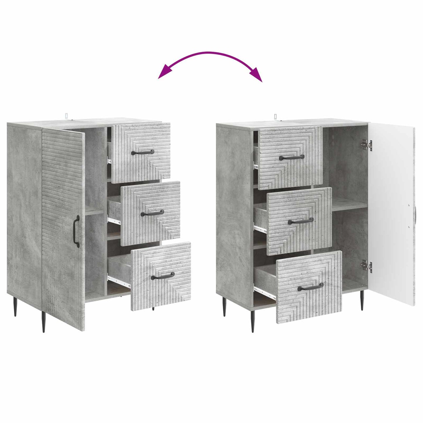 vidaXL Sideboard Concrete Grey 66 x 34.5 x 89.5 cm Engineered Wood