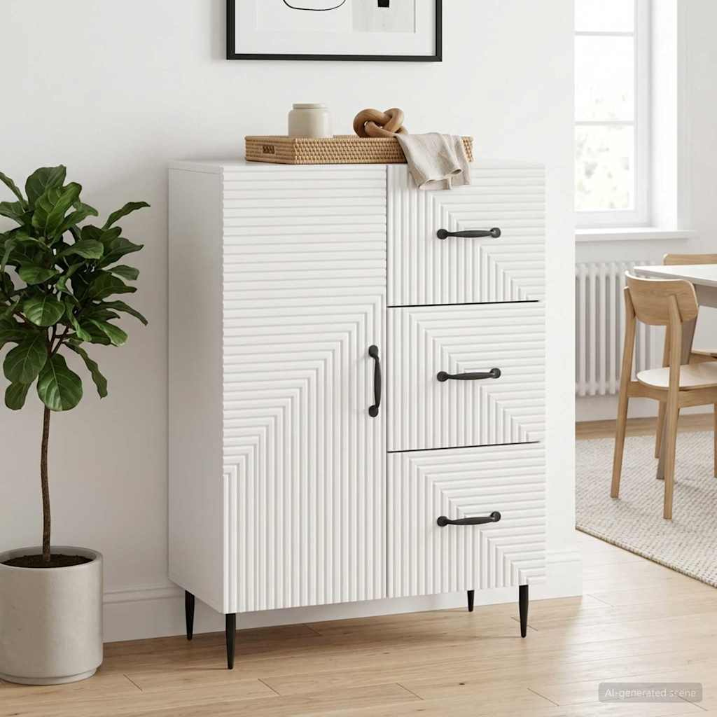 vidaXL Sideboard High Gloss White 66 x 34.5 x 89.5 cm Engineered Wood