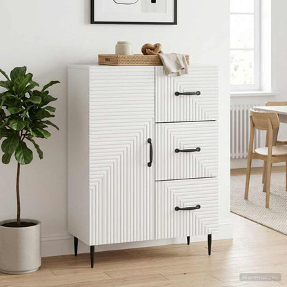 vidaXL Sideboard High Gloss White 66 x 34.5 x 89.5 cm Engineered Wood