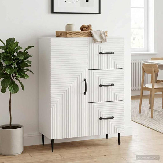 vidaXL Sideboard High Gloss White 66 x 34.5 x 89.5 cm Engineered Wood