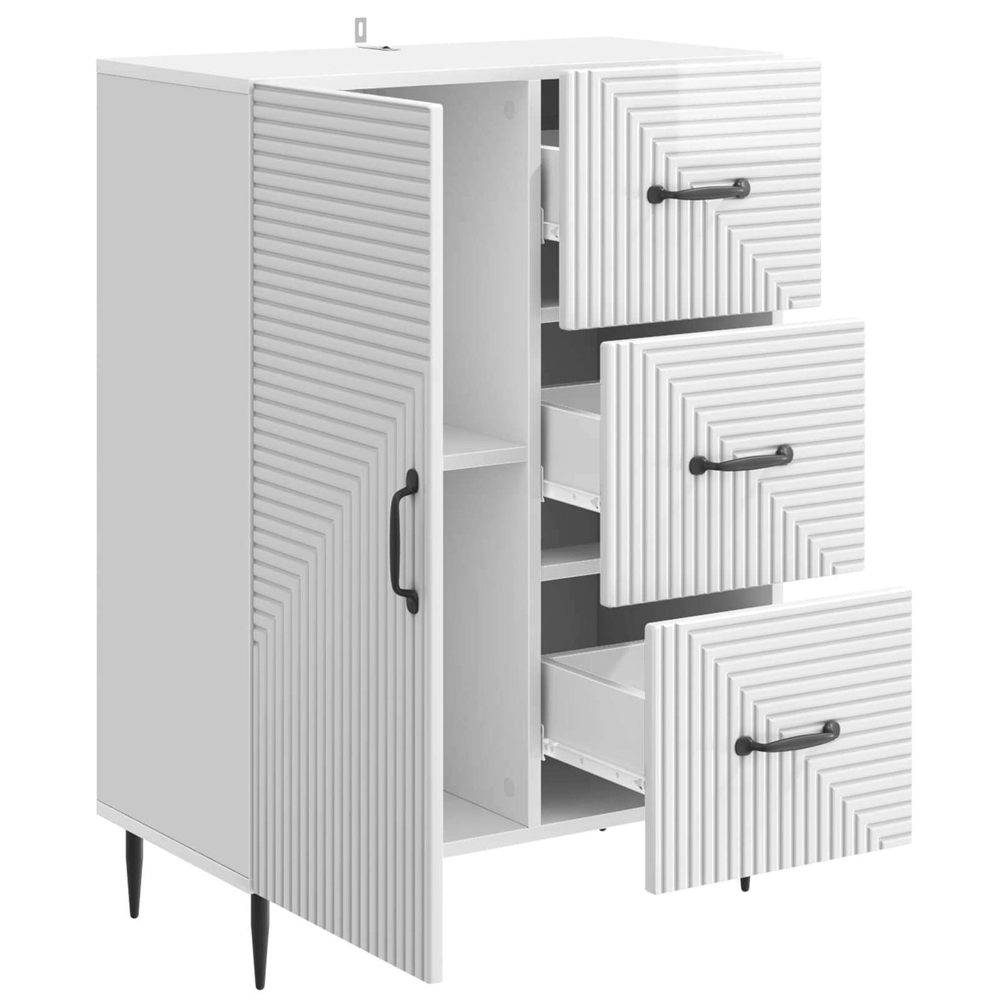 vidaXL Sideboard High Gloss White 66 x 34.5 x 89.5 cm Engineered Wood
