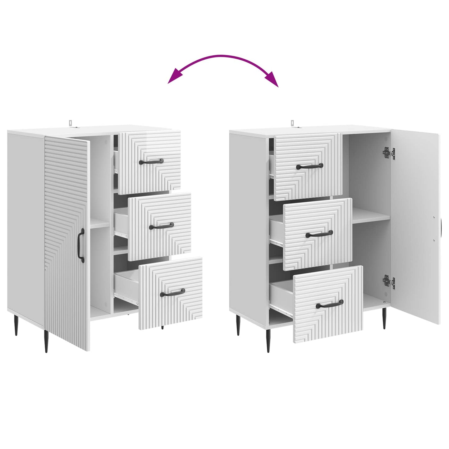 vidaXL Sideboard High Gloss White 66 x 34.5 x 89.5 cm Engineered Wood
