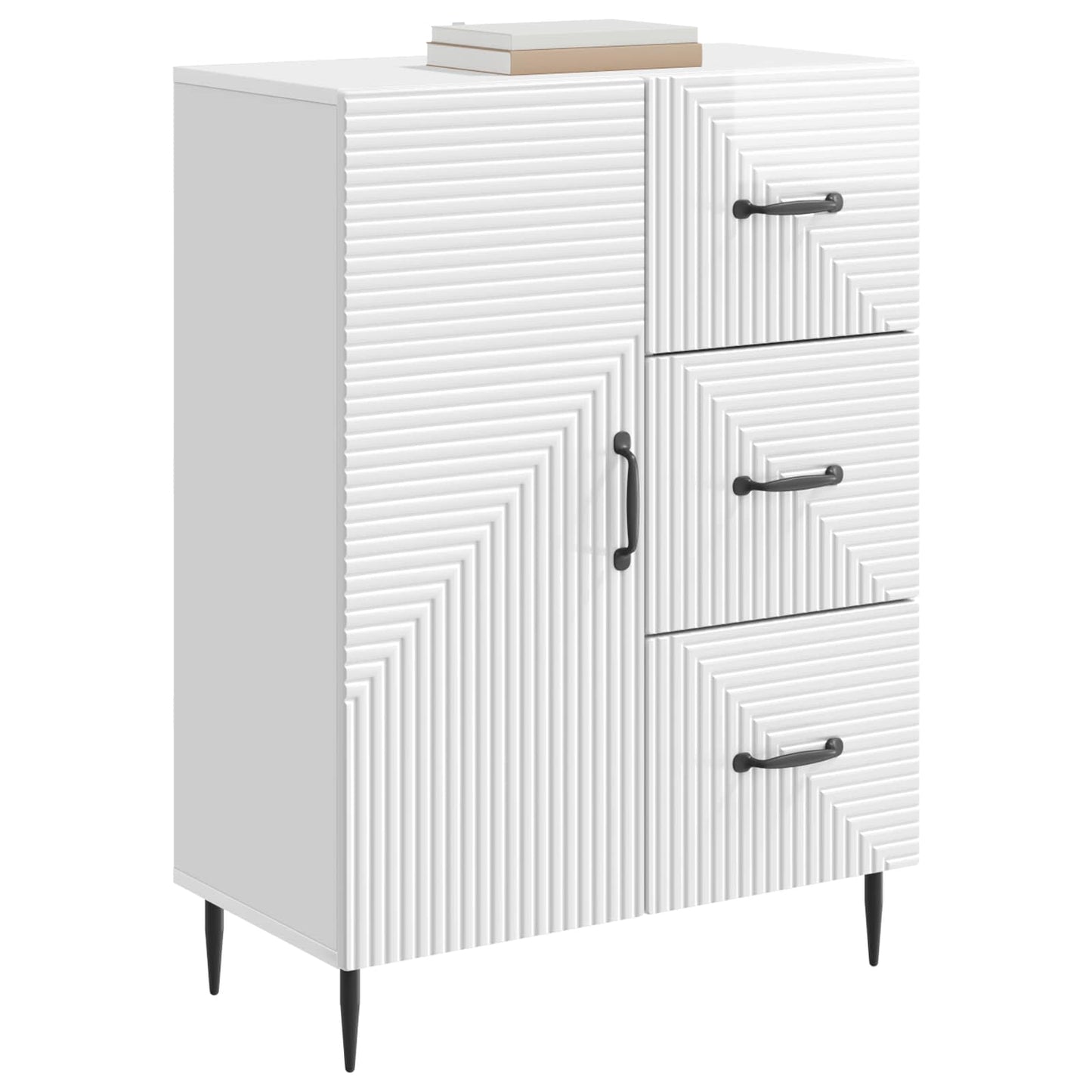 vidaXL Sideboard High Gloss White 66 x 34.5 x 89.5 cm Engineered Wood