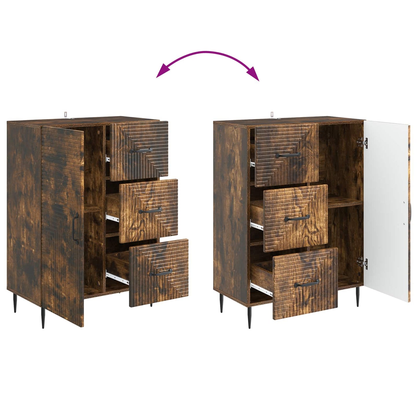 vidaXL Sideboard Smoked Oak 66 x 34.5 x 89.5 cm Engineered Wood