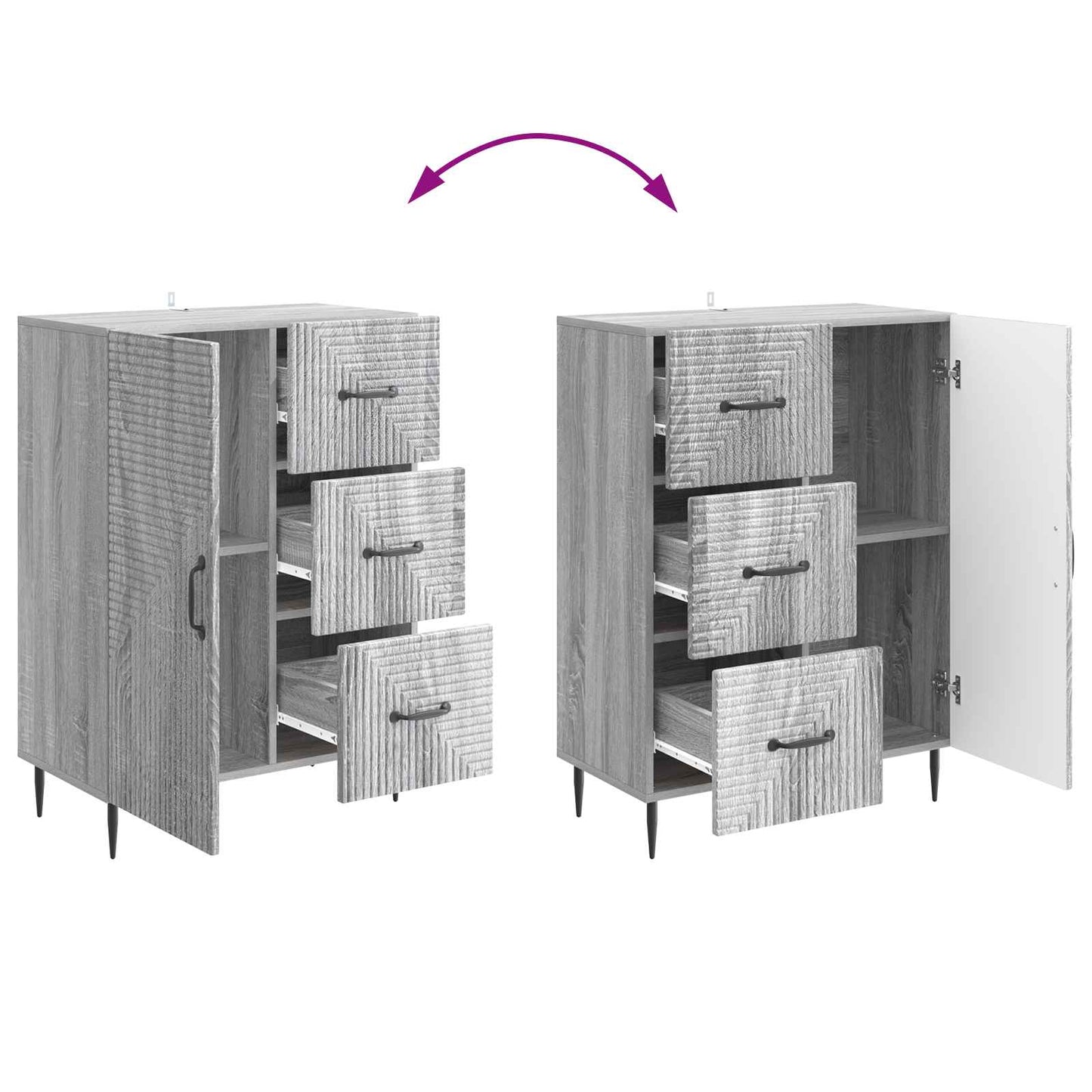 vidaXL Sideboard Grey Sonoma 66 x 34.5 x 89.5 cm Engineered Wood