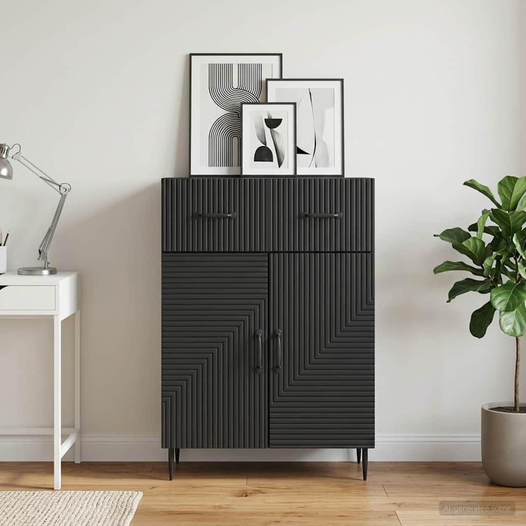 vidaXL Sideboard with Drawer Black 66 x 34.5 x 89.5 cm Engineered Wood
