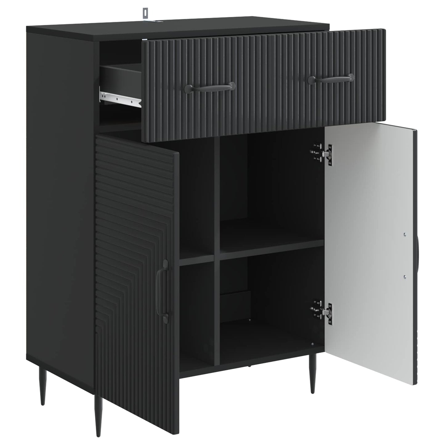 vidaXL Sideboard with Drawer Black 66 x 34.5 x 89.5 cm Engineered Wood