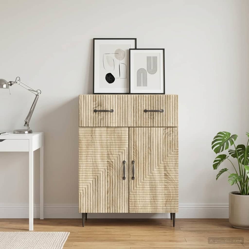 vidaXL Sideboard Sonoma Oak 66 x 34.5 x 89.5 cm Engineered Wood
