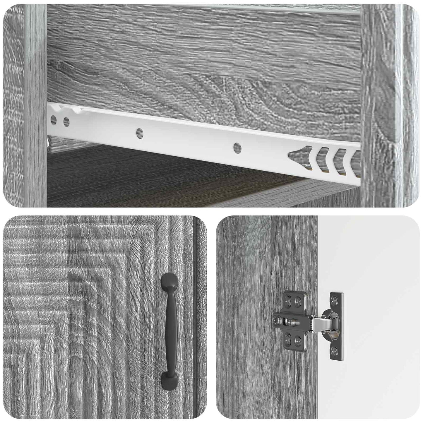vidaXL Sideboard Grey Sonoma 66 x 34.5 x 89.5 cm Engineered Wood