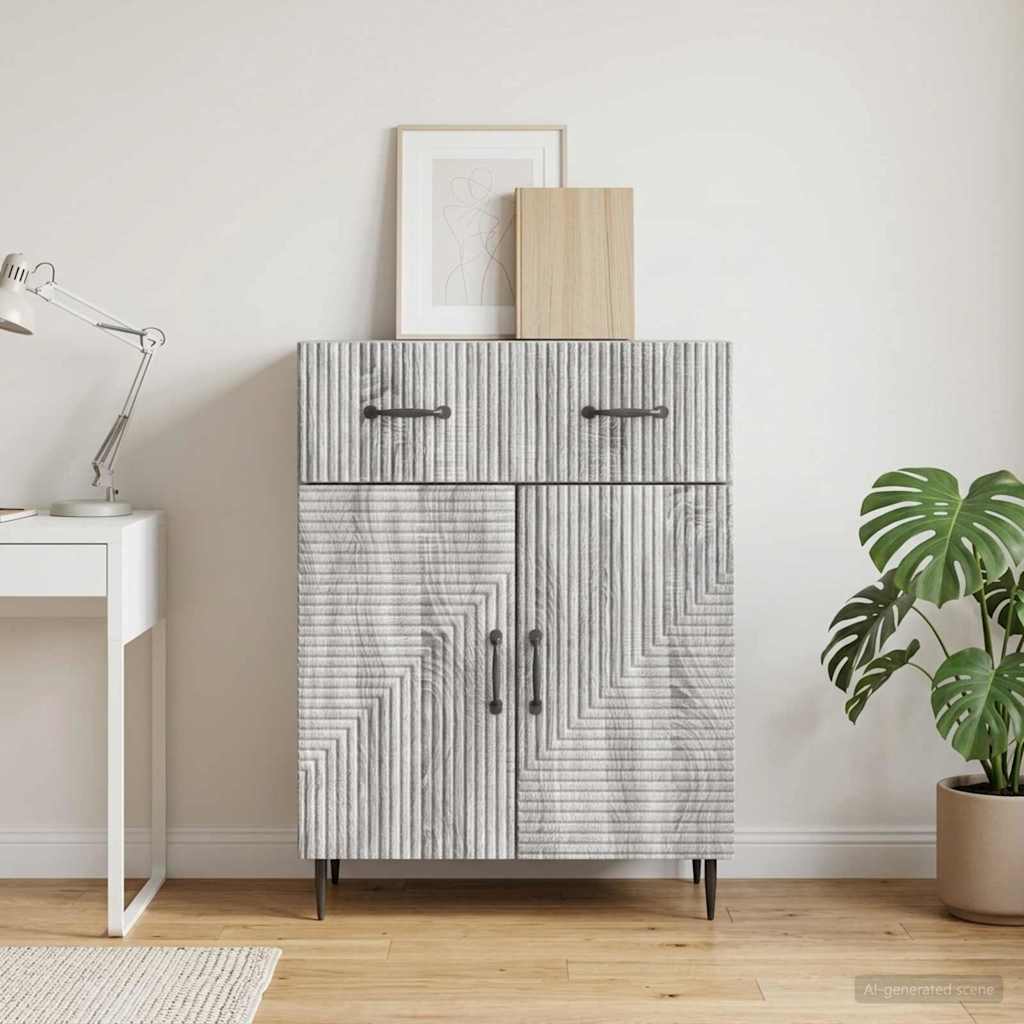 vidaXL Sideboard Grey Sonoma 66 x 34.5 x 89.5 cm Engineered Wood