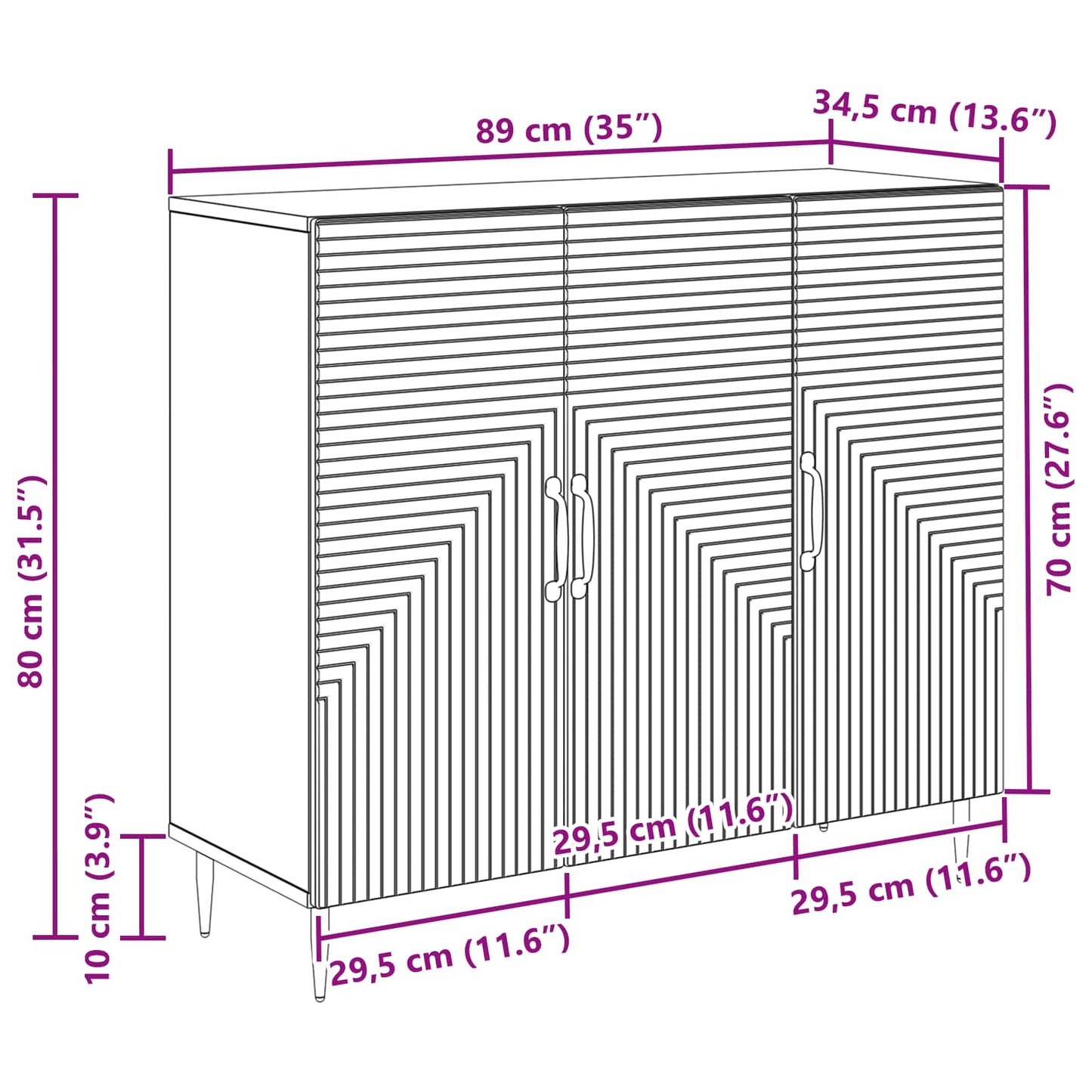 vidaXL Sideboard White 89 x 34.5 x 80 cm Engineered Wood
