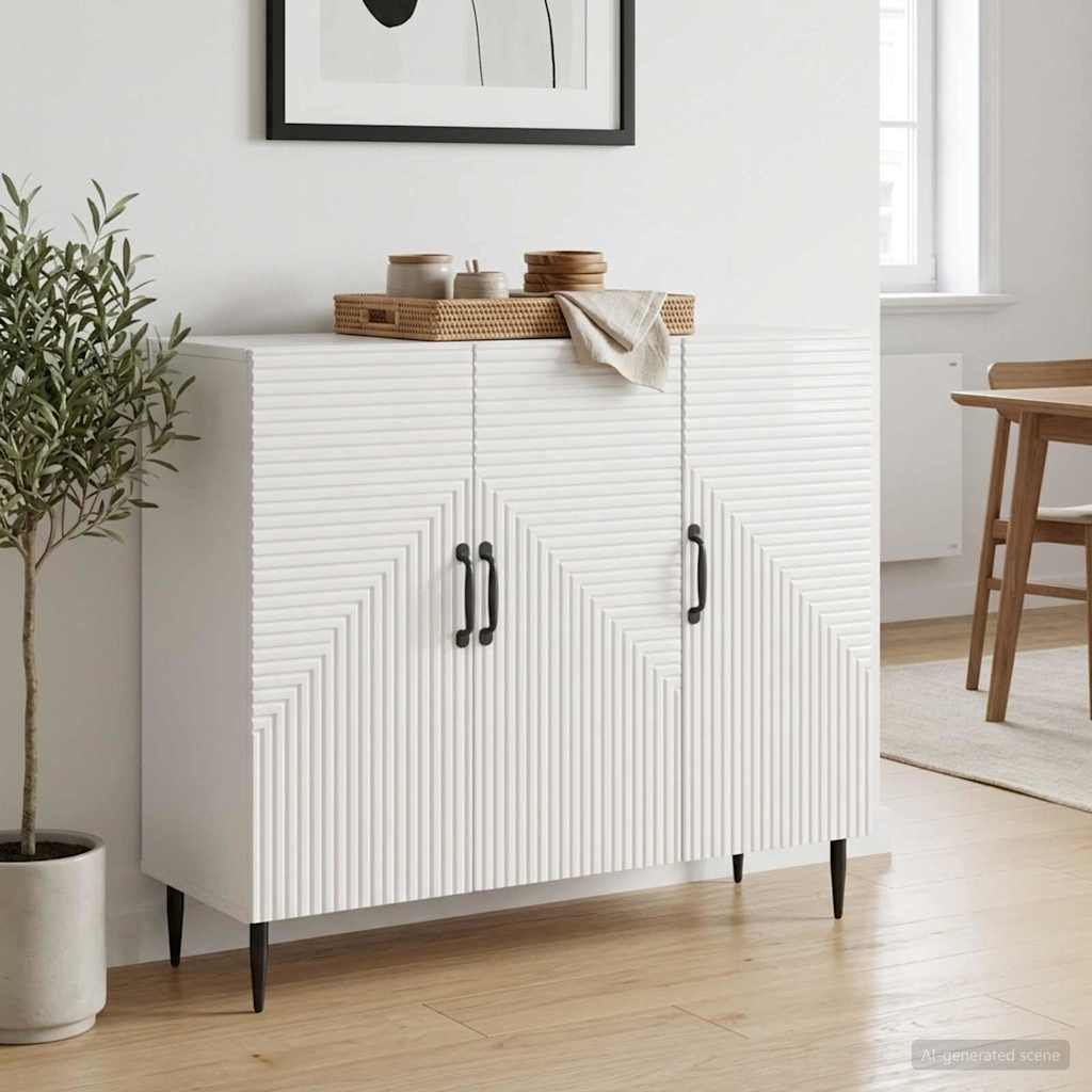 vidaXL Sideboard High Gloss White 89 x 34.5 x 80 cm Engineered Wood