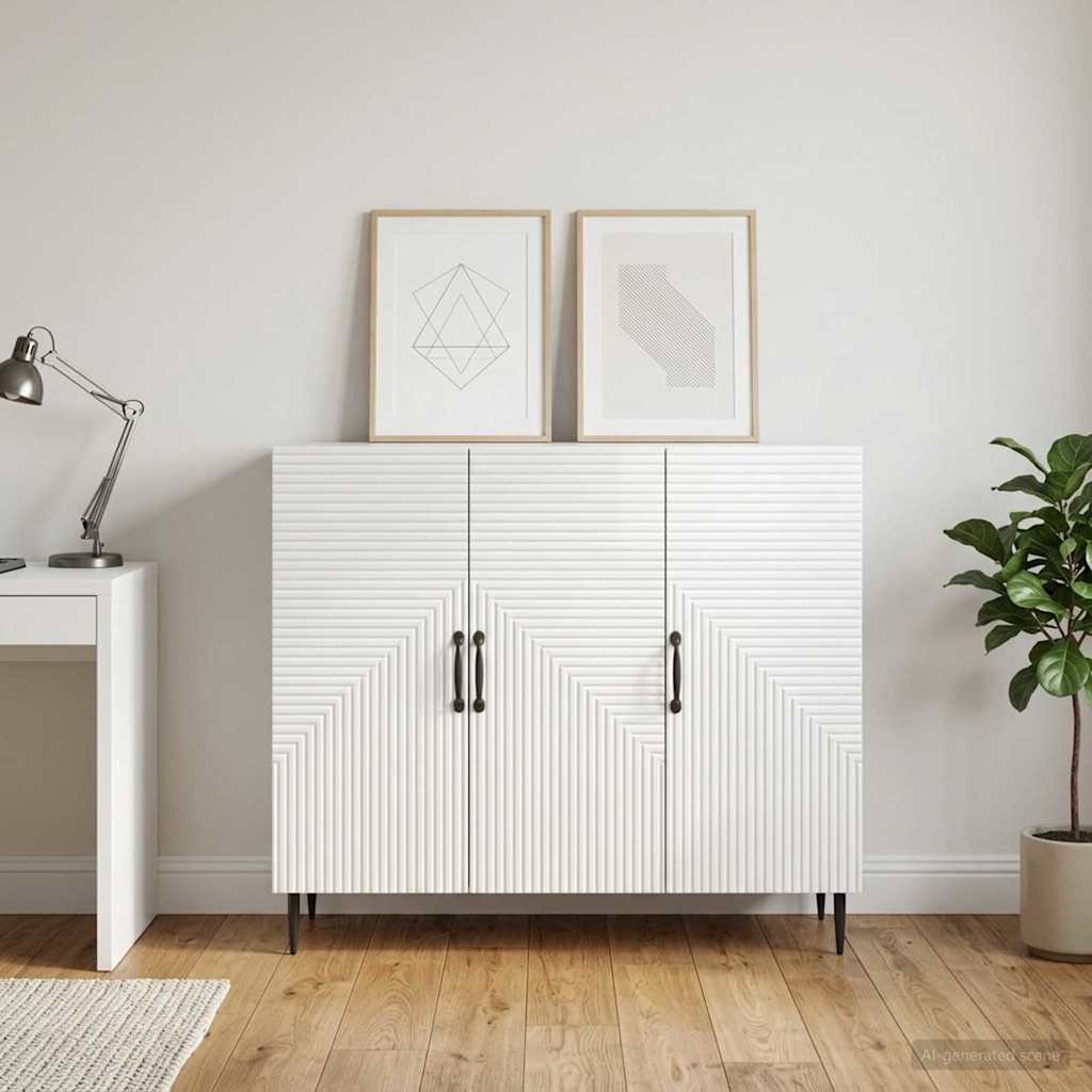 vidaXL Sideboard High Gloss White 89 x 34.5 x 80 cm Engineered Wood